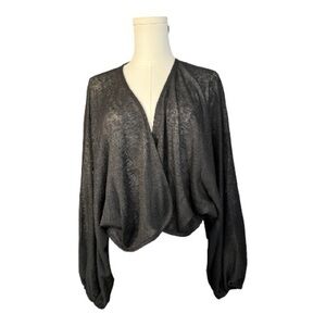 🆕 NWOT G by Giuliana batwing sleeve cropped black open front cardigan – size XL